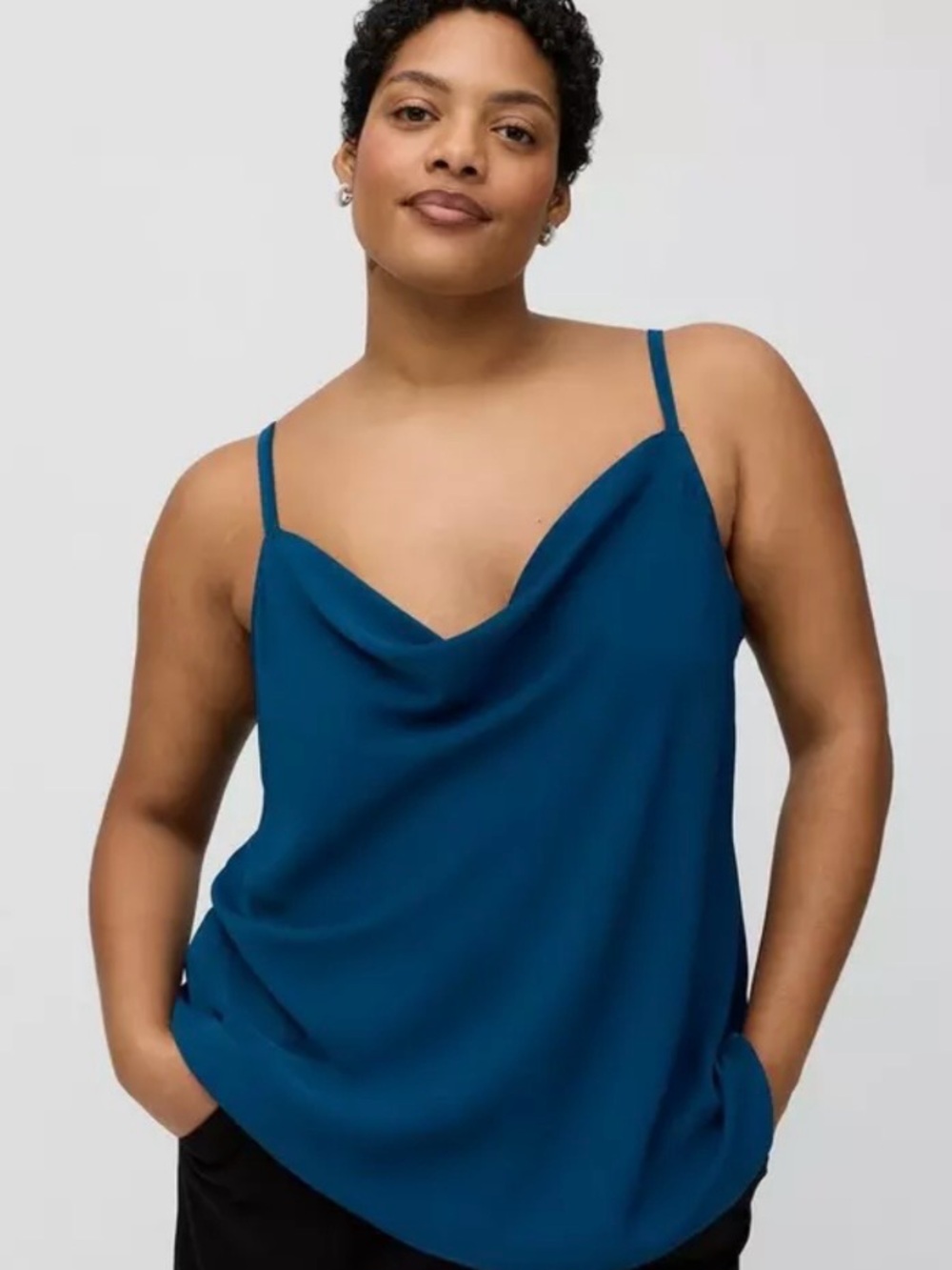 Torrid Crepe De Chine Cowl Neck Cami, Sailor Blue, Size 3X, NWT